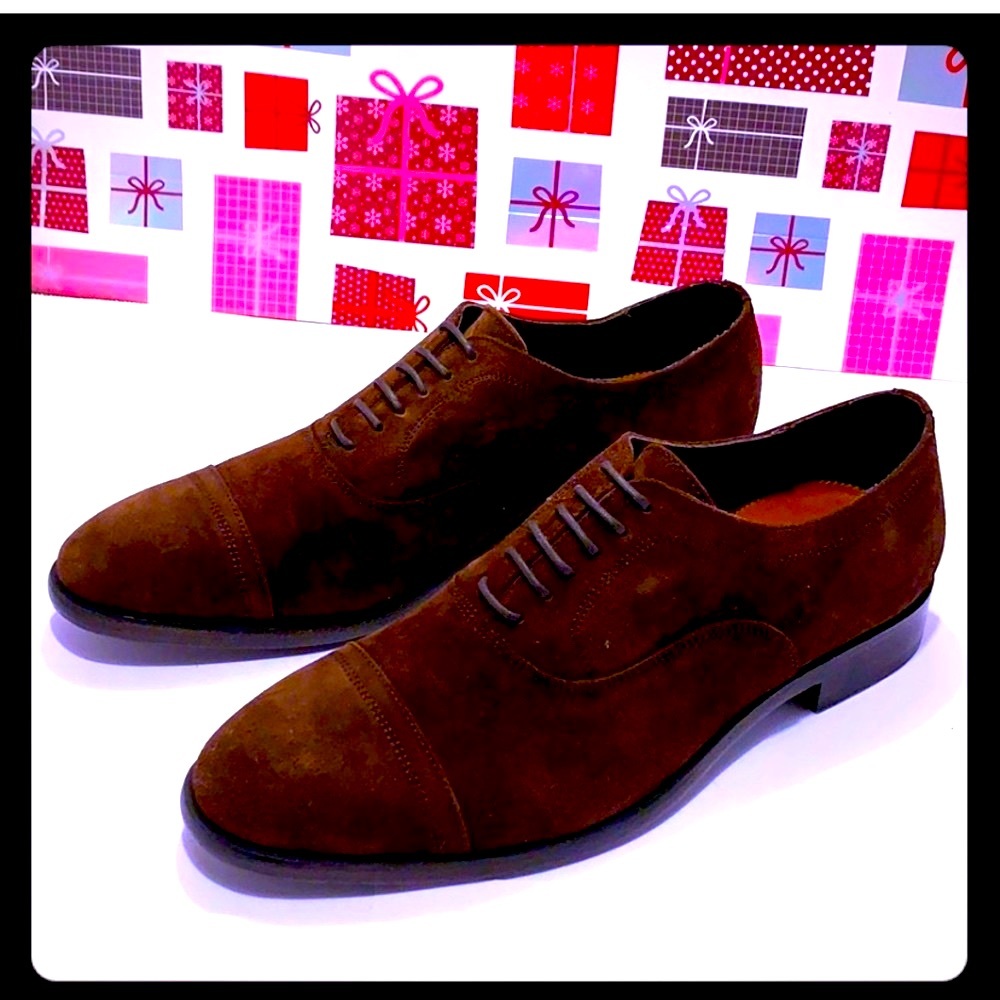 NWOT/ NEW Zara Man Cognac Suede Oxford Shoes: 8.5 - Picture 2 of 9
